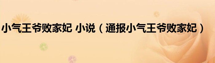 小气王爷败家妃 小说(通报小气王爷败家妃)