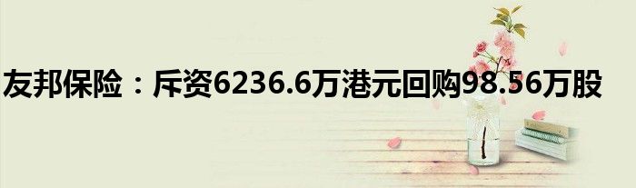 友邦保险:斥资6236.6万港元回购98.56万股