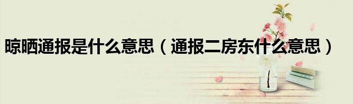晾晒通报是什么意思(通报二房东什么意思)