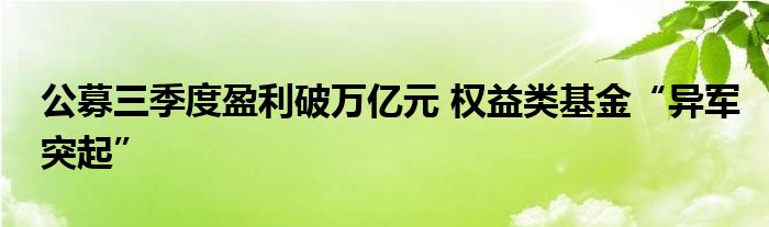 公募三季度盈利破万亿元 权益类基金“异军突起”