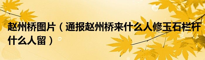 赵州桥图片(通报赵州桥来什么人修玉石栏杆什么人留)