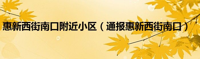 惠新西街南口附近小区(通报惠新西街南口)