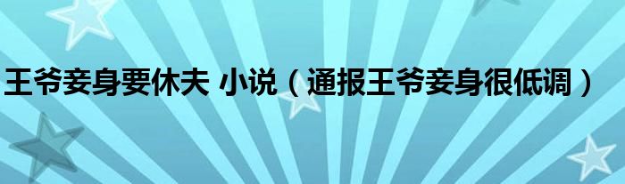 王爷妾身要休夫 小说(通报王爷妾身很低调)
