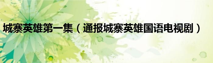 城寨英雄第一集(通报城寨英雄国语电视剧)