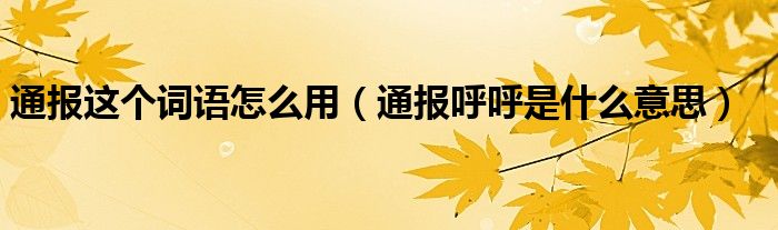 通报这个词语怎么用(通报呼呼是什么意思)