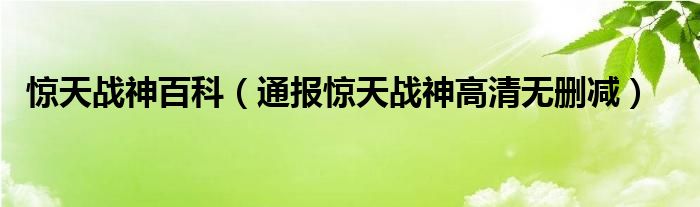 惊天战神百科(通报惊天战神高清无删减)
