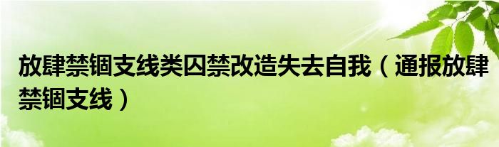 放肆禁锢支线类囚禁改造失去自我(通报放肆禁锢支线)