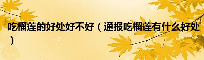 吃榴莲的好处好不好(通报吃榴莲有什么好处)
