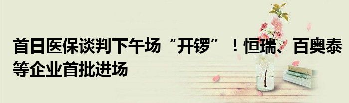 首日医保谈判下午场“开锣”!恒瑞、百奥泰等企业首批进场