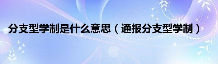 分支型学制是什么意思(通报分支型学制)