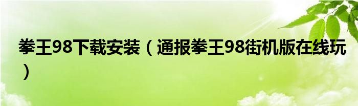 拳王98下载安装(通报拳王98街机版在线玩)