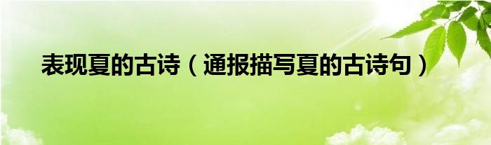 表现夏的古诗(通报描写夏的古诗句)