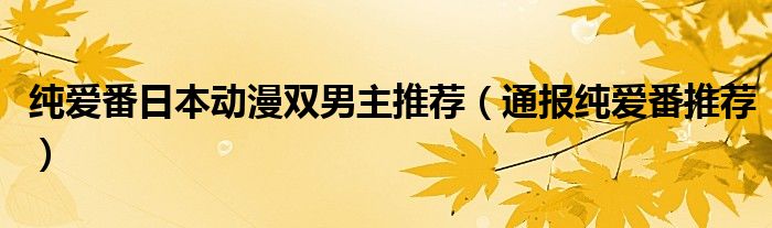纯爱番日本动漫双男主推荐(通报纯爱番推荐)