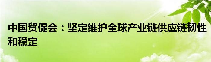 中国贸促会：坚定维护全球产业链供应链韧性和稳定