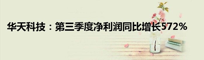 华天科技:第三季度净利润同比增长572%