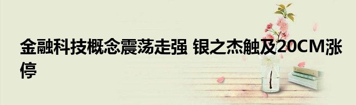 金融科技概念震荡走强 银之杰触及20CM涨停