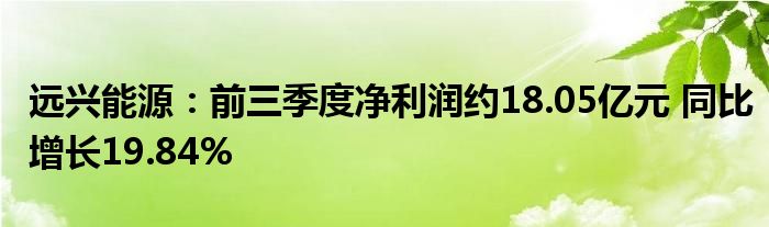 远兴能源:前三季度净利润约18.05亿元 同比增长19.84%