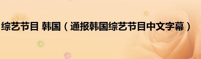 综艺节目 韩国(通报韩国综艺节目中文字幕)