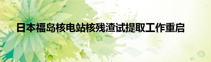 日本福岛核电站核残渣试提取工作重启