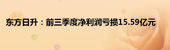 东方日升:前三季度净利润亏损15.59亿元
