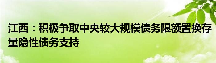 江西:积极争取中央较大规模债务限额置换存量隐性债务支持