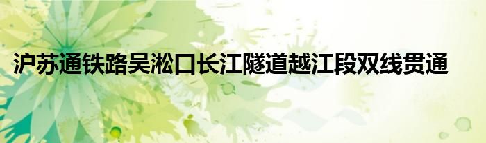 沪苏通铁路吴淞口长江隧道越江段双线贯通