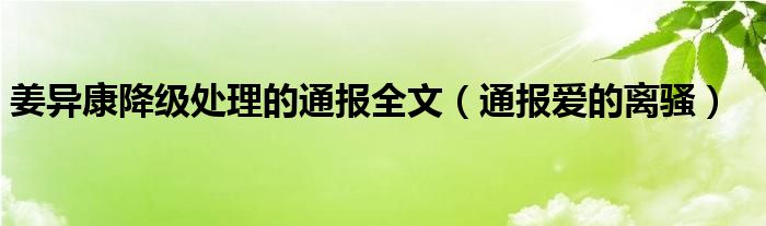姜异康降级处理的通报全文(通报爱的离骚)