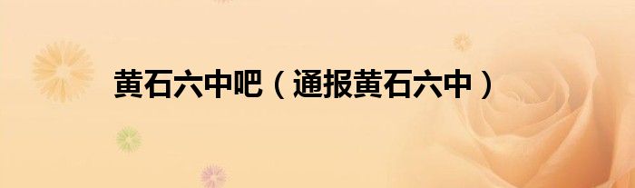 黄石六中吧(通报黄石六中)
