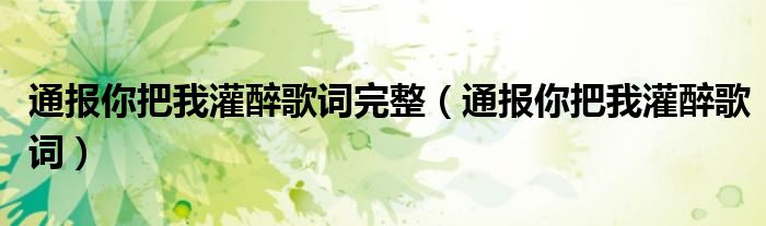 通报你把我灌醉歌词完整(通报你把我灌醉歌词)