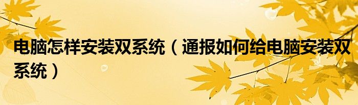 电脑怎样安装双系统(通报如何给电脑安装双系统)