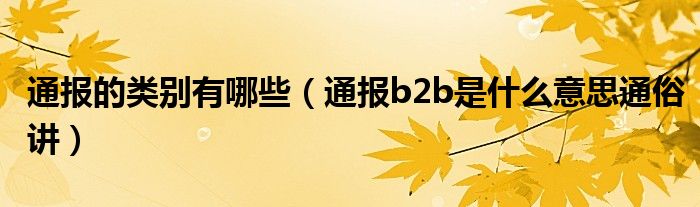 通报的类别有哪些(通报b2b是什么意思通俗讲)
