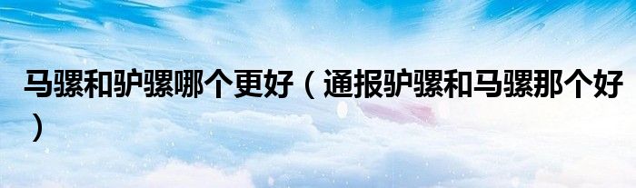 马骡和驴骡哪个更好(通报驴骡和马骡那个好)
