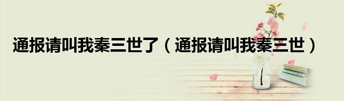 通报请叫我秦三世了(通报请叫我秦三世)