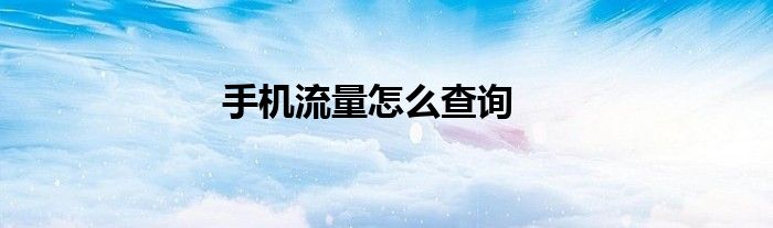 手机流量怎么查询